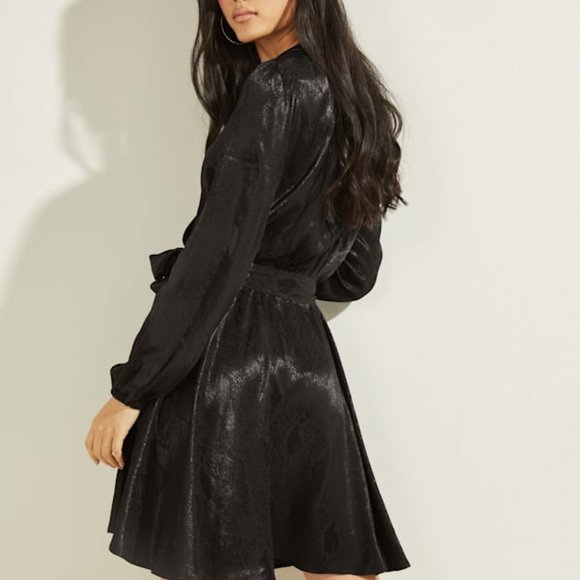 Guess Eco Doha Wrap Dress XS Jet Black - Picture 14 of 14